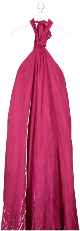 women's machine-washable dressesKALITA Pink Ring Detail Maxi Dress UK XXS