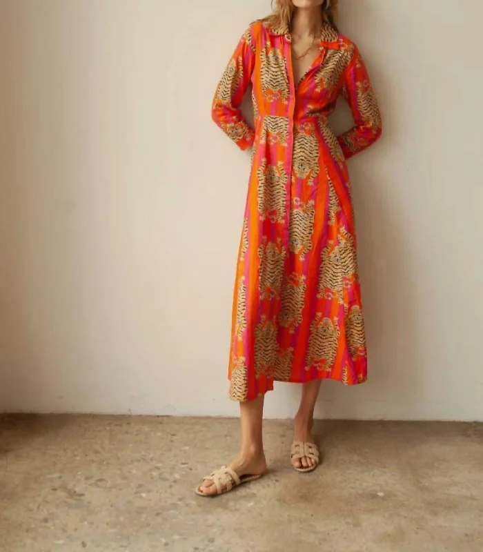 Velvet DressLuciana Maxi Dress In Orange/pink