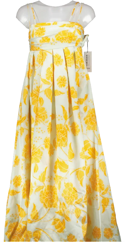 women's one-shoulder dressesLeo Lin Orange Marguerite Maxi Dress Anemone Print In Ginger UK 8