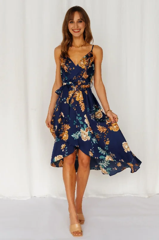 Button-Down DressFalling In Style Midi Dress Navy