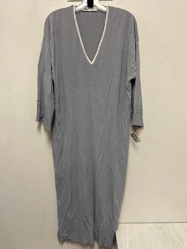 Peplum Hem DressDress Casual Maxi By Zara In Grey, Size: L