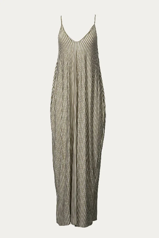 Tulle DressStriped Stretch-Modal Jersey Maxi Dress In Mocha/white