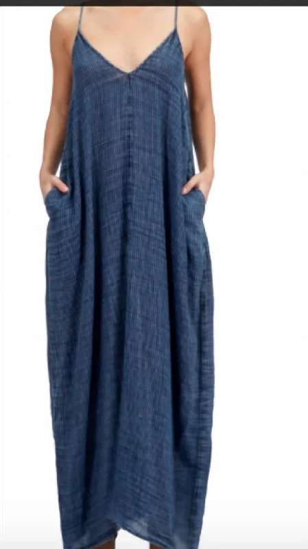 women's lightweight dressesMaxi Dress In Denim/natural Stripe