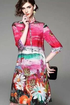 women's everyday dressesScene Print Silk Midi Dress