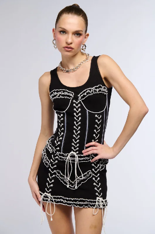 Metallic DressJUST A GIRL CORSET LINED MINI DRESS