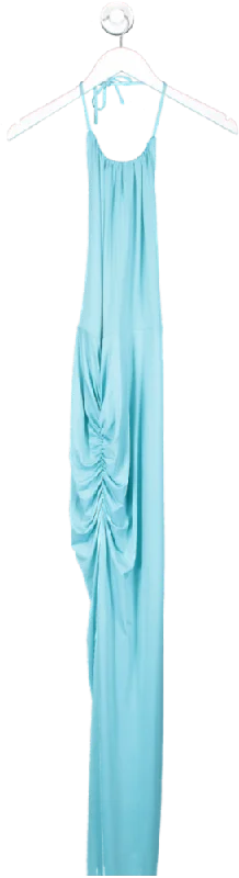 women's high-low dressesMichael Costello Blue Xmichael Costello Ruched Maxi Dress UK XXS