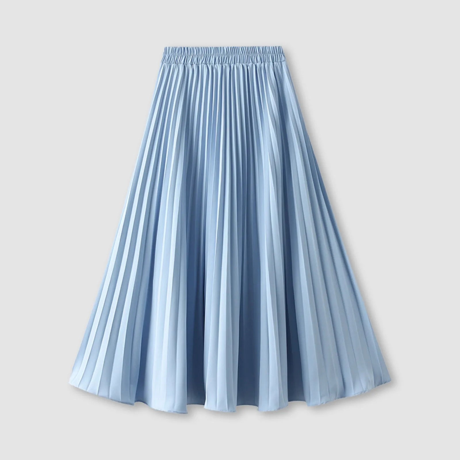 women's apple-shaped body dressesJuliaFashion - Women's Pleated Skirt Spring Summer Elastic Waist Slim Long A Line Skirt Double Layer Chiffon Skirts Solid Midi Pleated Skirt Dress