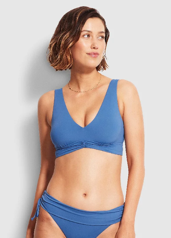 Recycled Female SwimwearSeafolly "V" Neck Crop Top - Marina Blue