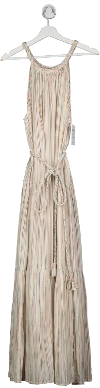 women's tall dressesApiece Apart Cream Sleeveless Striped Maxi Dress UK M