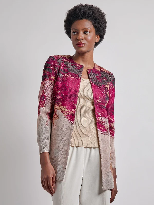 women's coats with oversized fitsHeritage Abstract Jacquard Knit Jacket