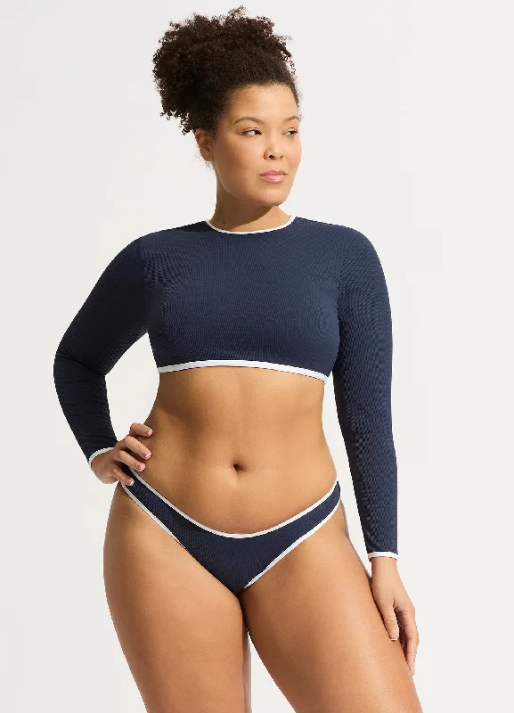 Mix-and-Match Female SwimwearBeach Bound Cropped Long Sleeve Rashie - True Navy