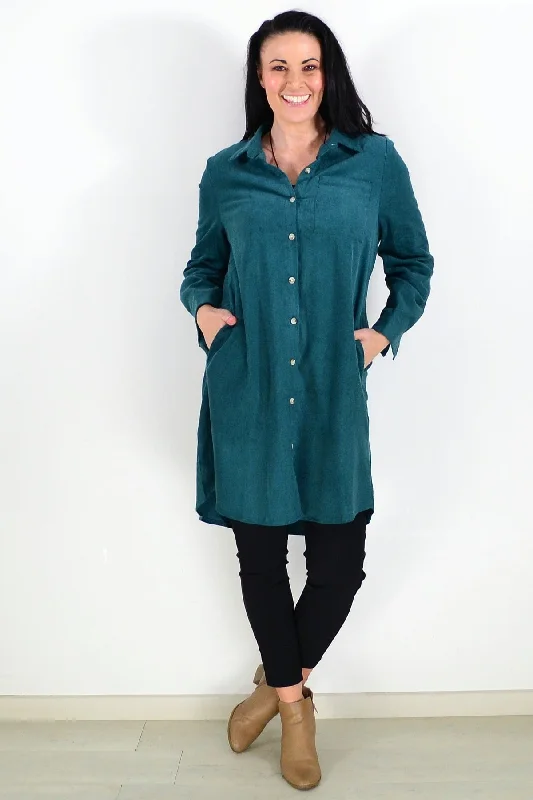 women's coats with liningOlive Green Corduroy Tunic Shirt