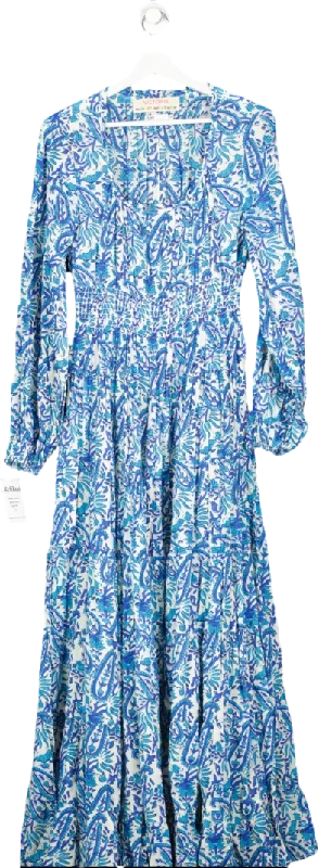 Bow-Tie DressVictoria Blue Floral Maxi Dress UK S/M