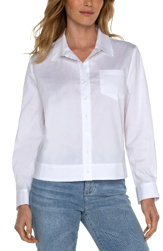 women's loungewear shortsBUTTON FRONT SHIRT WITH ELASTIC BACK WAIST