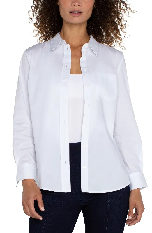 women's lace-up shortsCLASSIC BUTTON FRONT POPLIN SHIRT