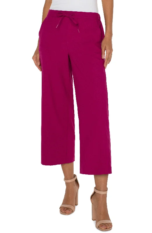 women's cotton shortsPETITE PULL-ON WIDE LEG CROP TROUSER