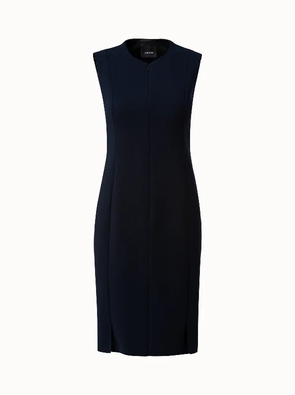 Laced DressSleeveless Sheath Dress from Wool Double-Face