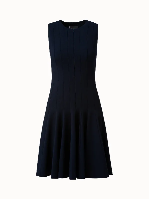 Satin DressWool Double-Face Dress with Skaters Pleats