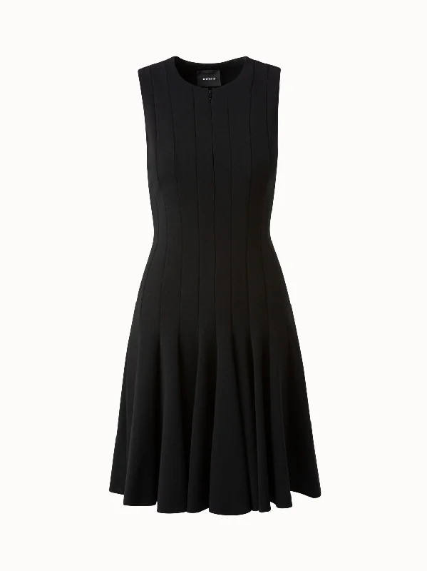 Trumpet DressWool Double-Face Dress with Skaters Pleats