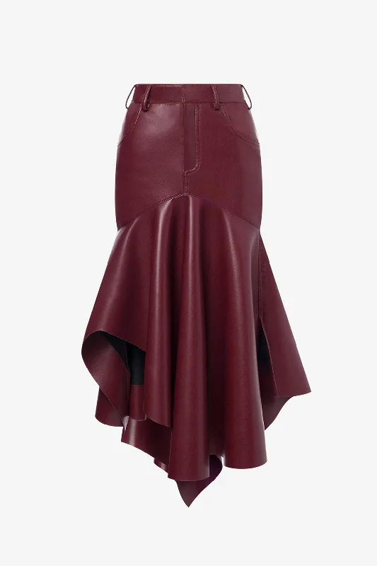 Off-The-Shoulder DressFaux Leather Asymmetrical Skirt