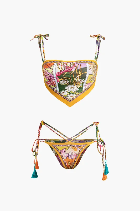 women's sustainable dressesFloral Print Bikini Set