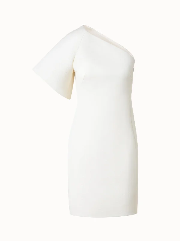 Laced-Up DressOne-Schoulder Cocktail Dress in Wool Double-Face