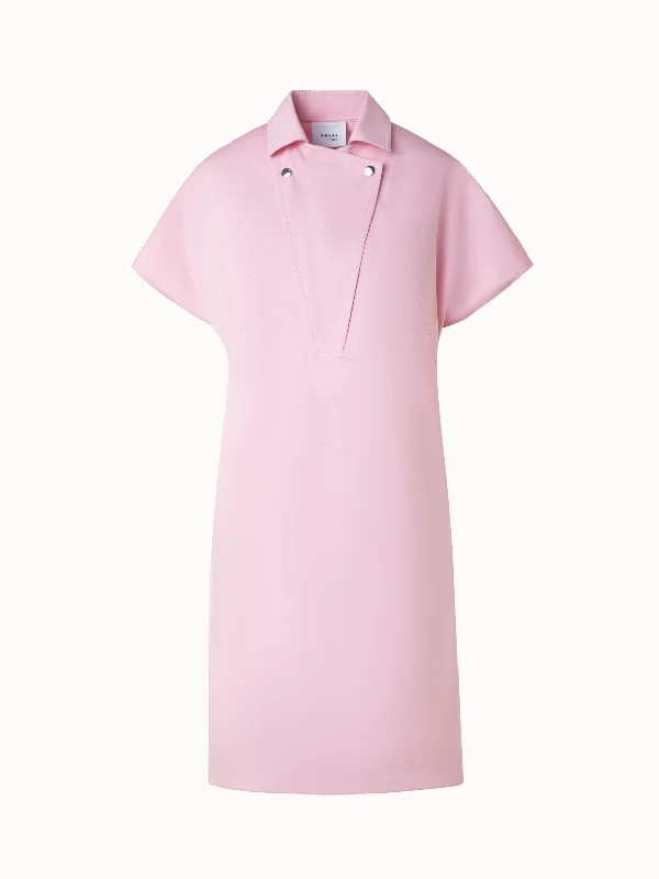 women's evening dressesPolo Dress in Cotton Stretch with Biker Collar