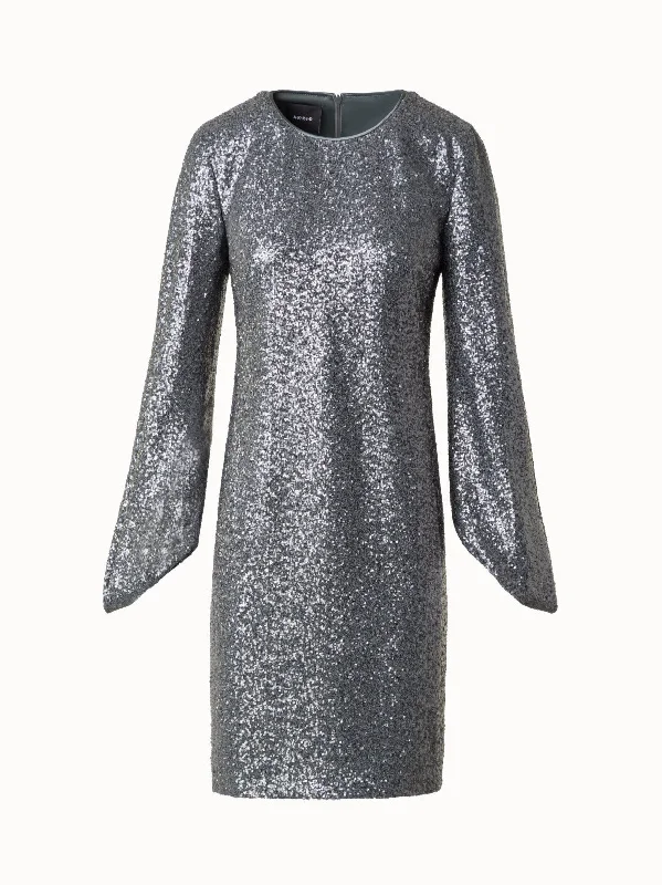 women's everyday dressesSequin Cocktail Dress with Long Volume Sleeves