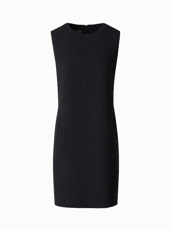 Scoop-Neck DressShort Sheath Dress in Wool Crêpe Double-Face