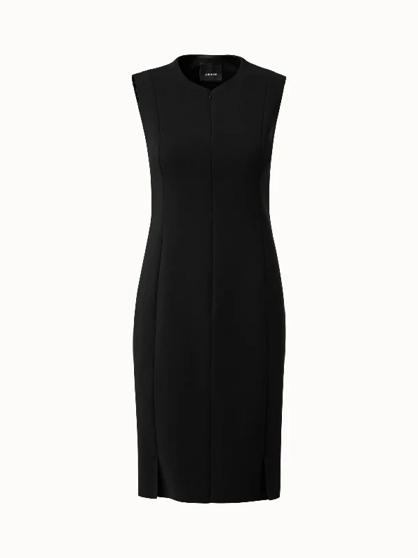 Bow-Tie DressSleeveless Sheath Dress from Wool Double-Face