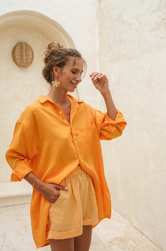 women's unique dressesSUMMER Shirt Dress - mandarin orange linen