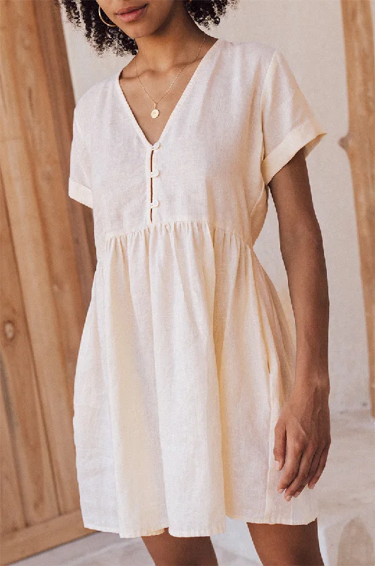 women's long-sleeved dressesSUNCHASER Dress - coconut linen