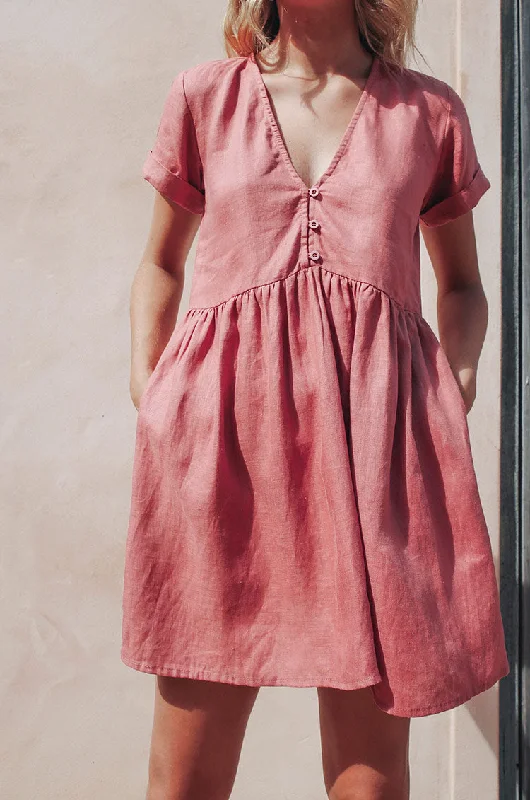 women's limited-edition dressesSUNCHASER Dress - dark blush linen