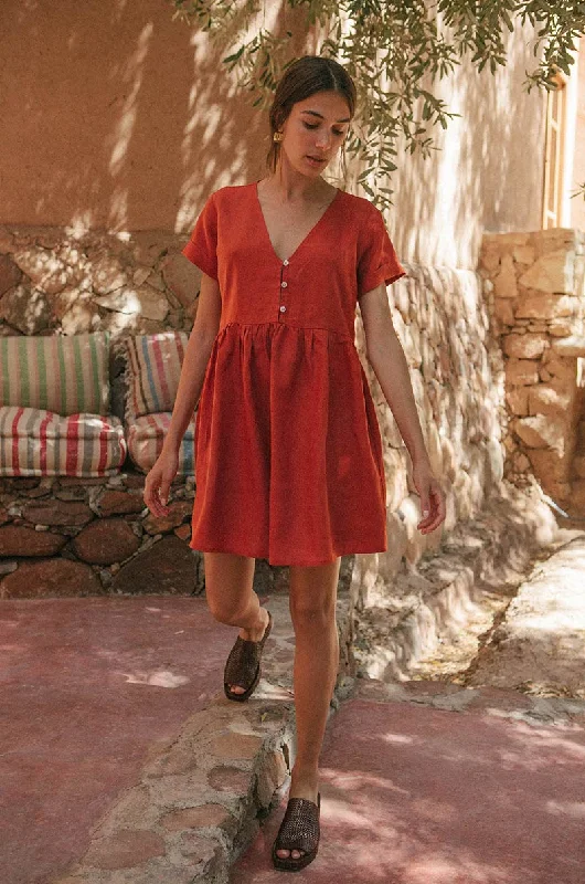 women's bridesmaid dressesSUNCHASER Dress - warm red linen