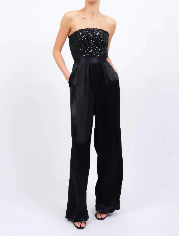 women's jumpsuits for laid-back looksAurelie Sequin Jumpsuit In Black