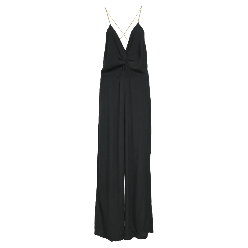 women's jumpsuits for ethical manufacturingBa&Sh Chain Strap V-Neck Jumpsuit in Black Viscose