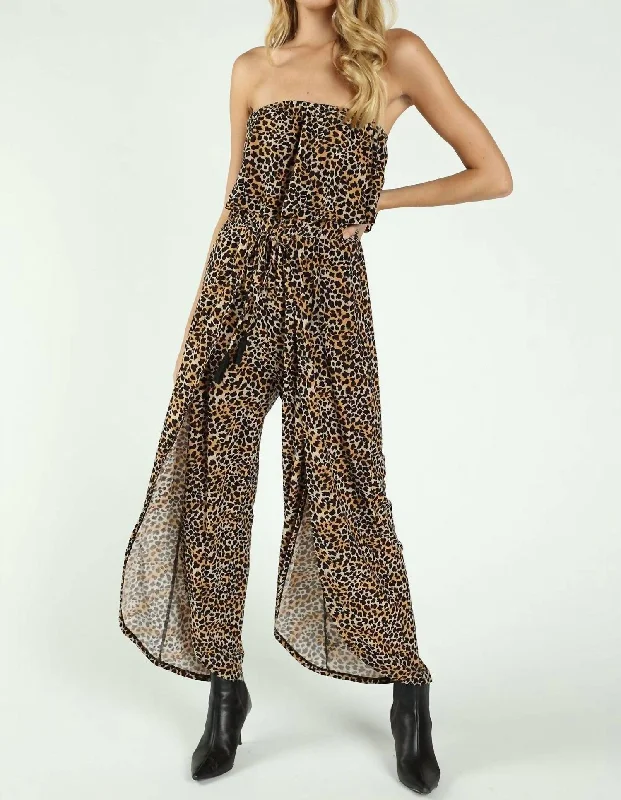 women's jumpsuits for maternity wearBorn To Be Wild Leopard Jumpsuit In Brown Multi