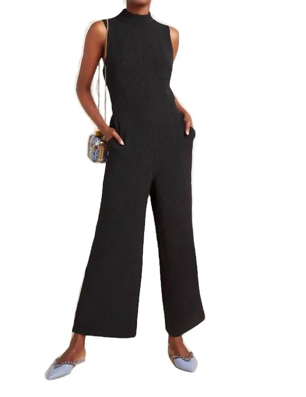 women's boho jumpsuitsCharley Mock Neck Jumpsuit In Black