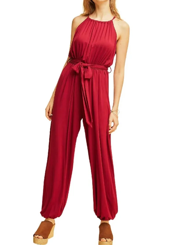 women's jumpsuits with V-necksDay To Night Jumpsuit In Cranberry