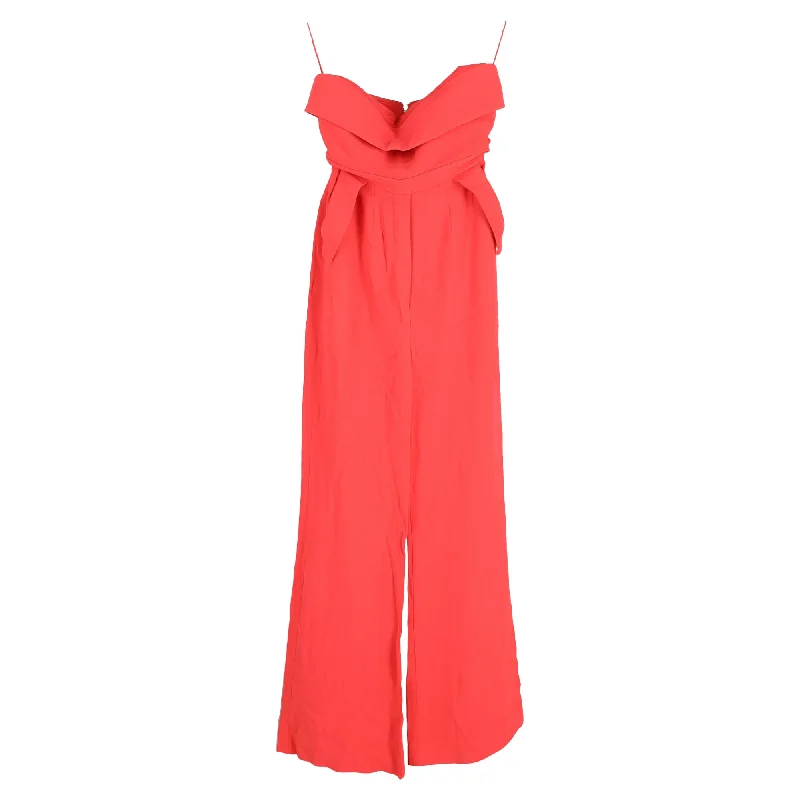 women's jumpsuits for everyday wearElie Saab Strapless Cady Bustier Jumpsuit in Red Viscose