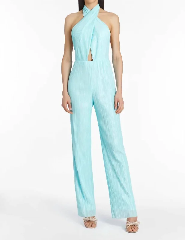 women's jumpsuits for fair-trade practicesExtended Halter Jumpsuit In Wave