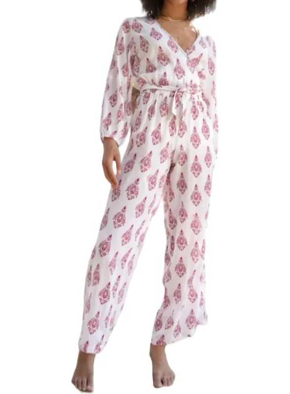 women's jumpsuits with buttonsGeorgia Jumpsuit In Red Ikat