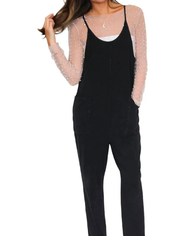 women's jumpsuits for travelHot Shot Pocket Jumpsuit In Washed Black