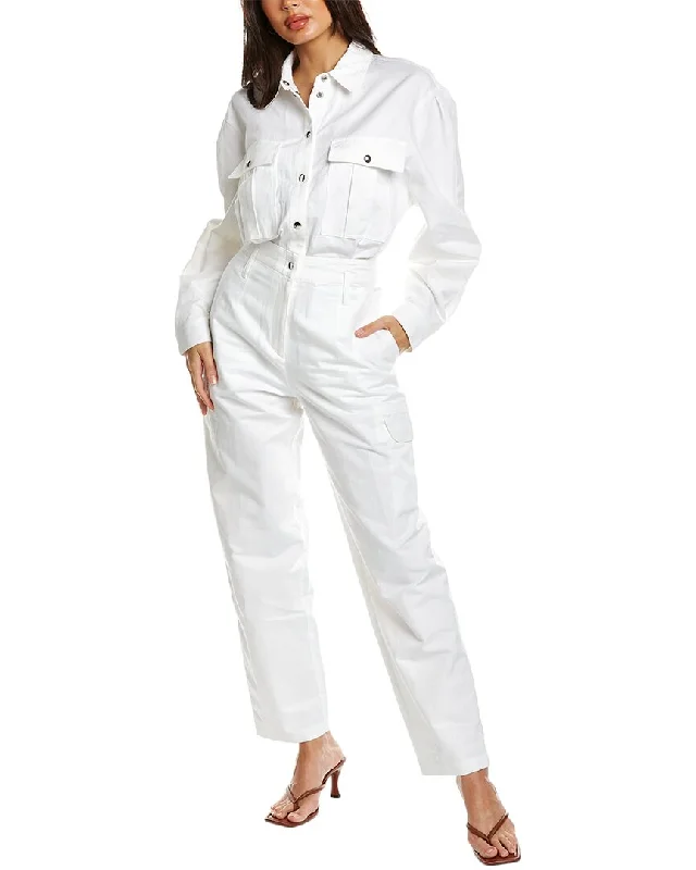 women's jumpsuits with buttonsIRO Touza Linen-Blend Jumpsuit