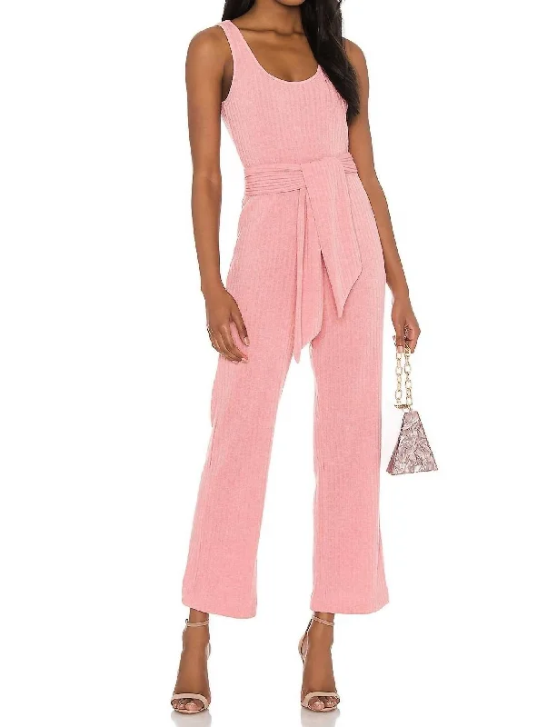 women's cropped jumpsuitsMolly Ribbed Jumpsuit In Pink