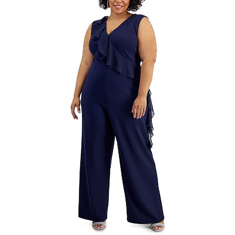 women's jumpsuits made of satinPlus Womens Ruffled Wide-Leg Jumpsuit