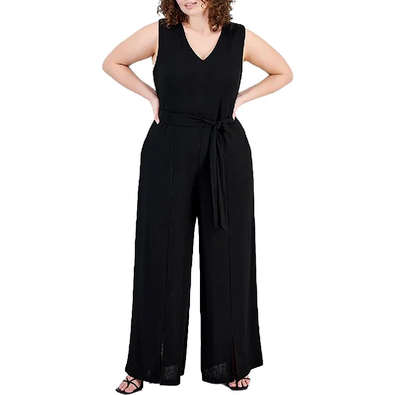 women's jumpsuits for springPlus Womens V Neck One Piece Jumpsuit