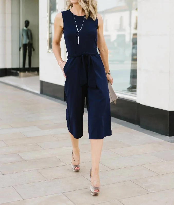 women's jumpsuits for everyday wearRachel Crop Jumpsuit In Navy