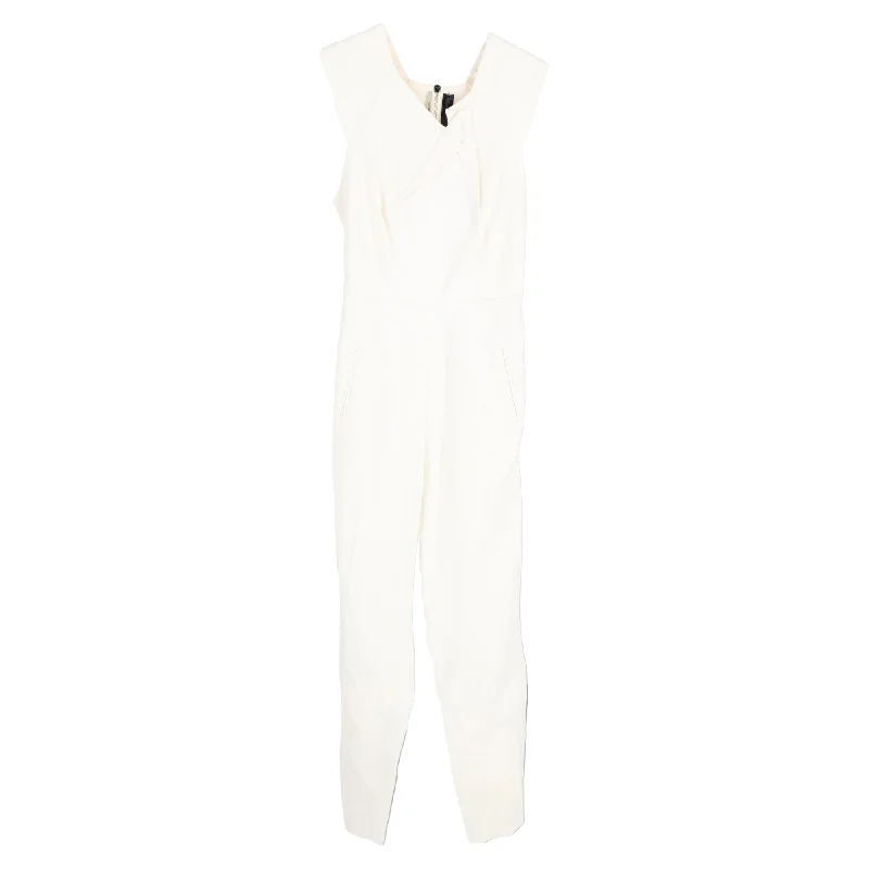 women's jumpsuits for eco-friendly choicesRoland Mouret Buxton Sleeveless Jumpsuit in White Viscose