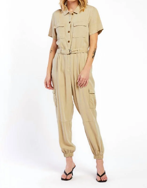 women's jumpsuits for easy dressingSoluna Utility Jumpsuit In Khaki